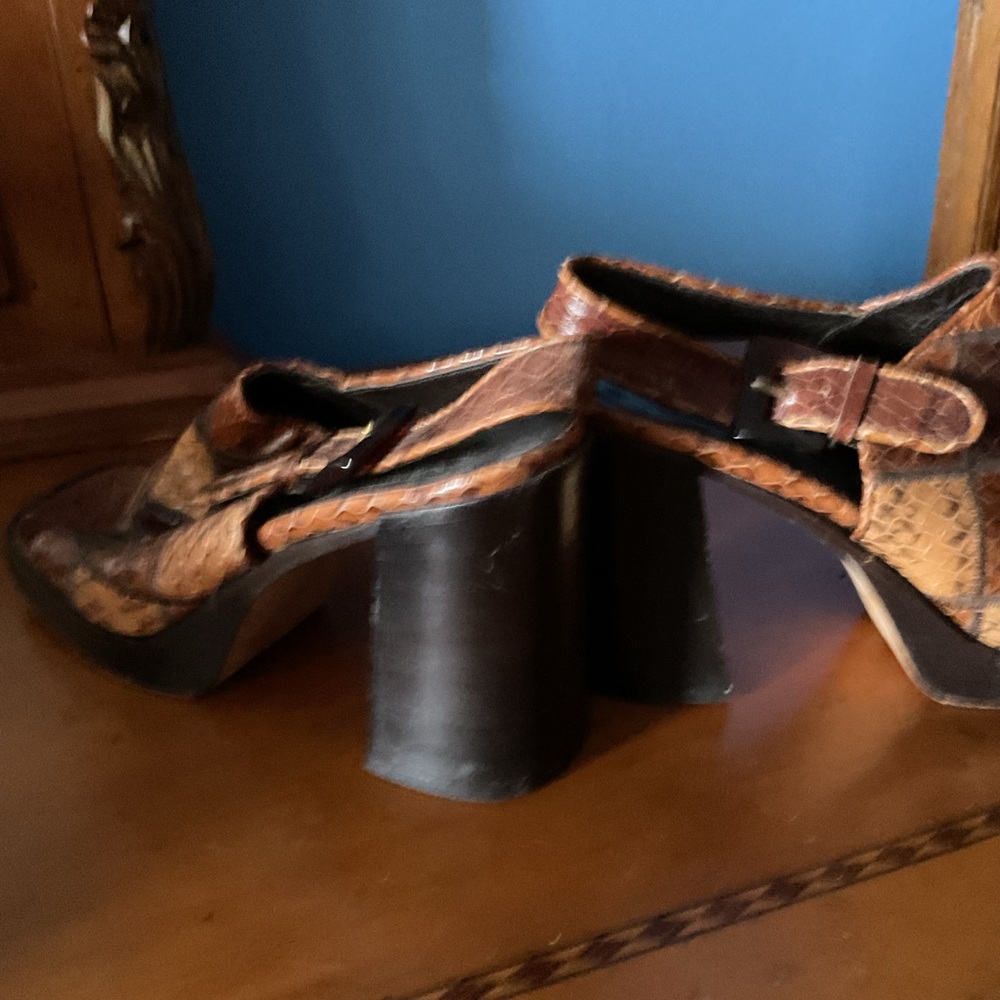 Patchwork Leather Platform Sandals - image 4